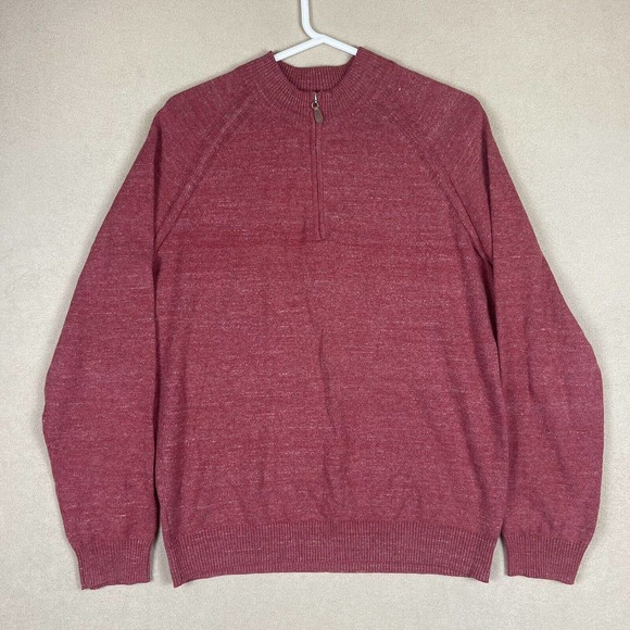 Johnnie-O Mott Mens M‎ Sweater 1/4 Zip Mock Neck Red Embroidered Logo - Picture 1 of 11